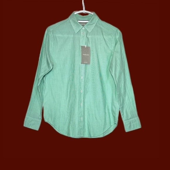 NWT Everlane Mint Pinstriped The Silky Cotton Relaxed Shirt, Oversized, Size 0 - Picture 6 of 14